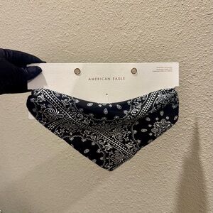 American Eagle Bandana Headband Black and White with Elastic Band